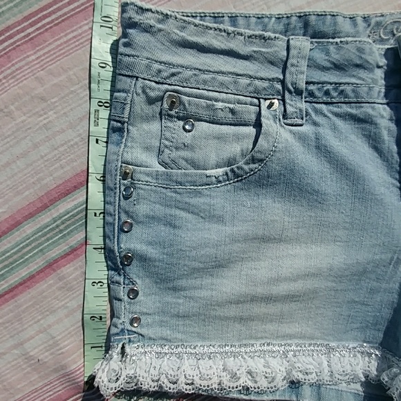 🎈SALE💸💰Crystal Studded Lace Jean Shorty Shorts - Picture 5 of 8